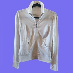 MUV Athletic Zippered Jacket Sweater White Size Small 2 Zip Pockets